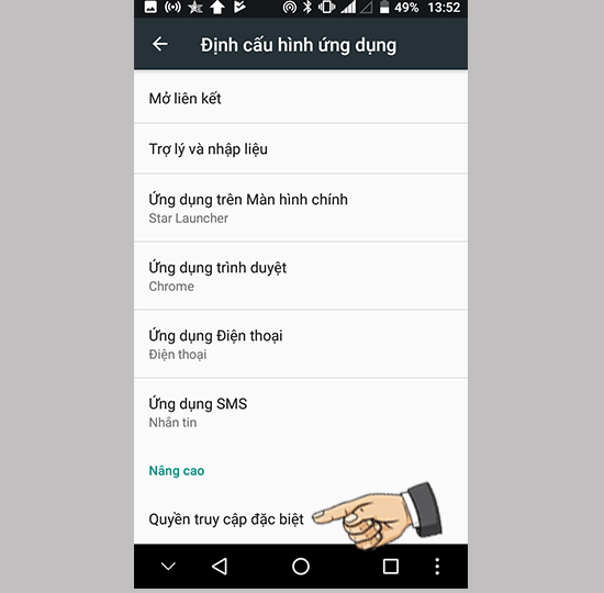 Vào quyền truy cập đặc biệt